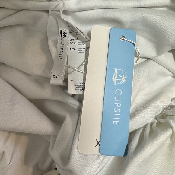 NWT Cupshe Swimsuit XXL / 2XL One Piece Alice Stripe Halter Cream Gray Padded - Picture 9 of 10